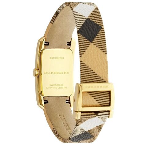 burberry bu9509|Burberry Ladies The Pioneer Check Yellow Gold .